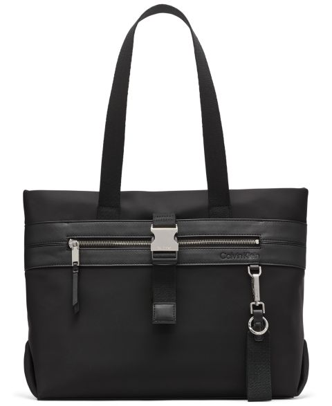 Женская сумка Calvin Klein Elora Nylon Top Zipper, цвет: Чёрный / Серебристый
