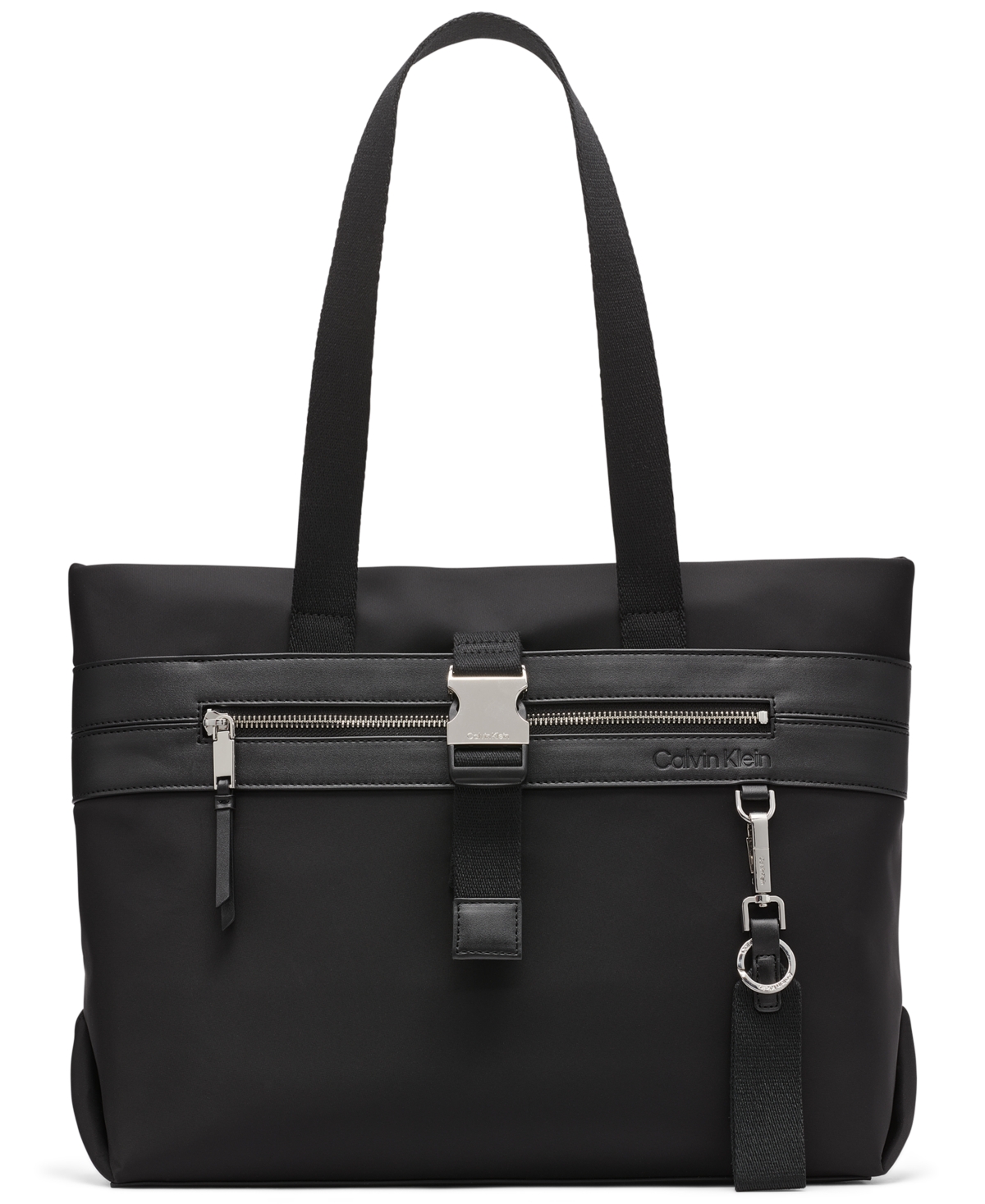 Elora Nylon Top Zipper Tote Bag - Black, Silver