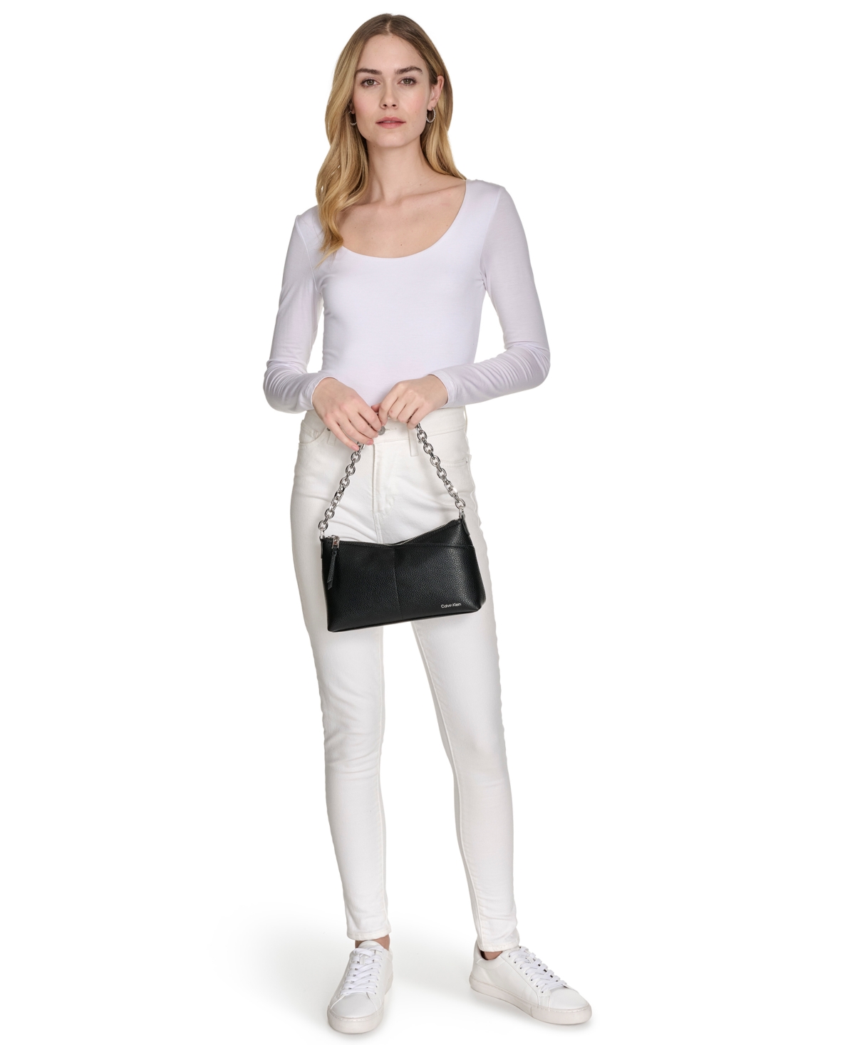 Calvin Klein Zoe Chain Mini Crossbody Bag In Black,silver