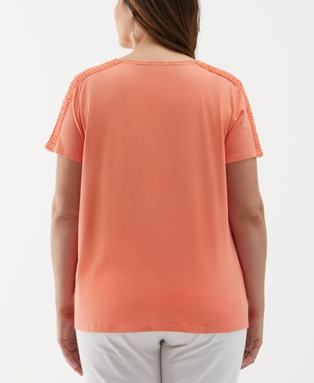 ELLA RAFAELLA PLUS SIZE DOT TRIM SHORT SLEEVE TOP 
