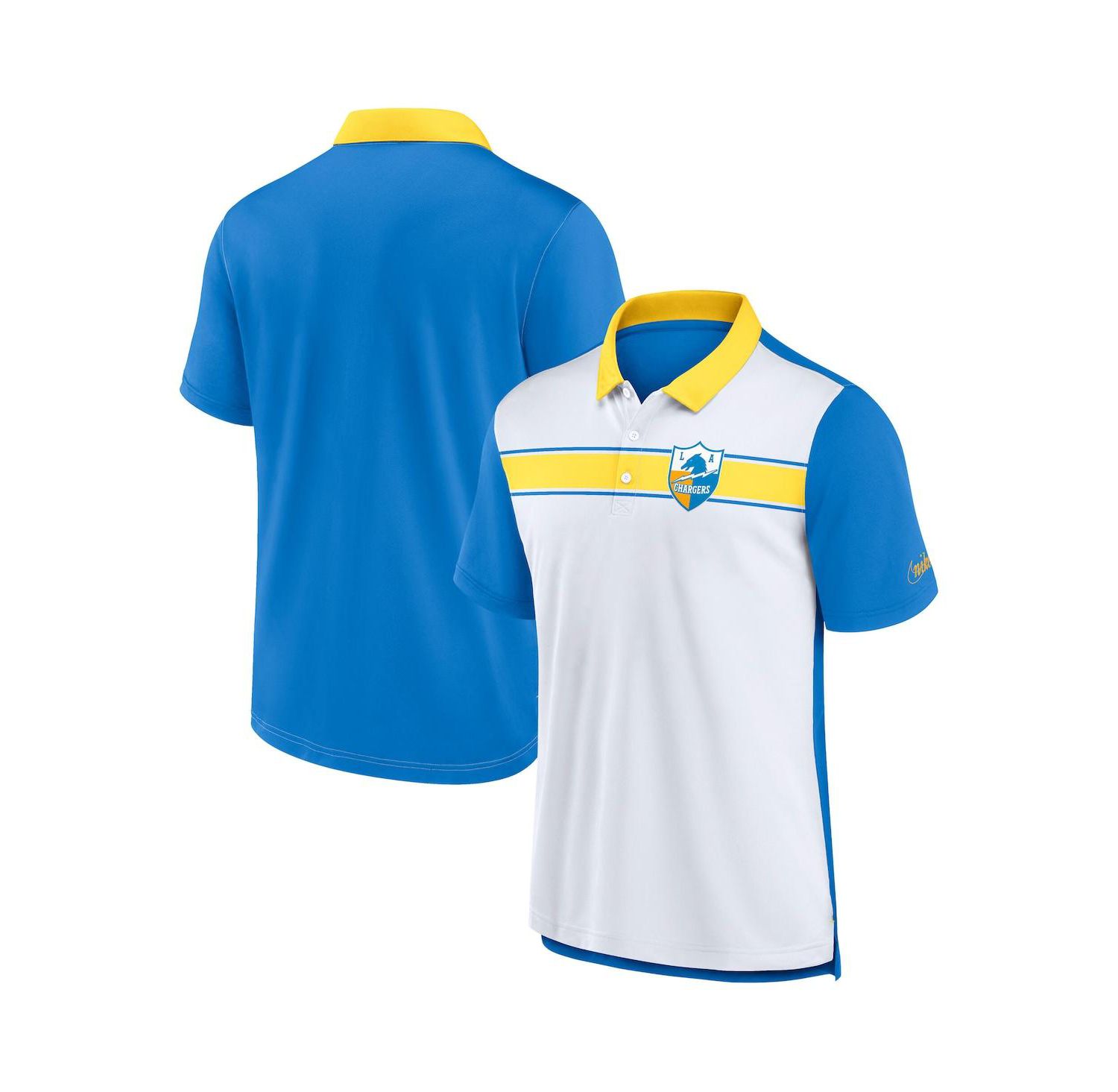 Men's White/Powder Blue Los Angeles Chargers Rewind Pique Polo Shirt