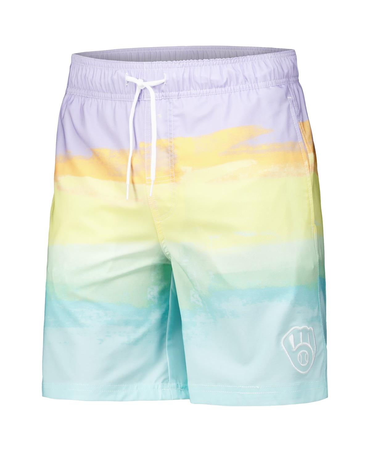 Shop G-iii Sports By Carl Banks Men's Milwaukee Brewers Perfect Game Volley Board Shorts In Multi