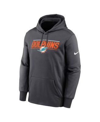 Men's Anthracite Miami Dolphins Team Muscle Performance Fleece Pullover Hoodie