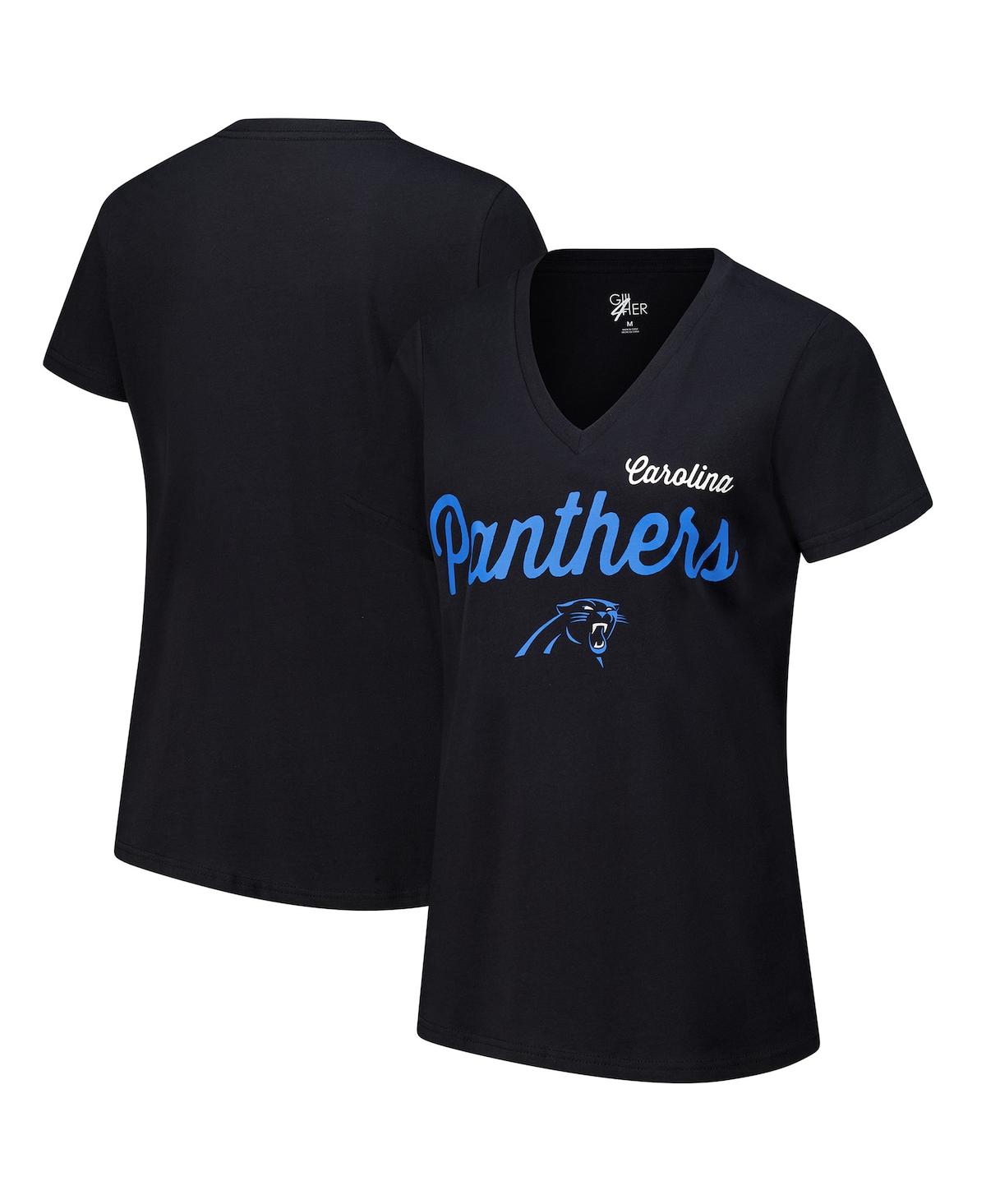 Women's Black Carolina Panthers Post Season V-Neck T-Shirt - Black