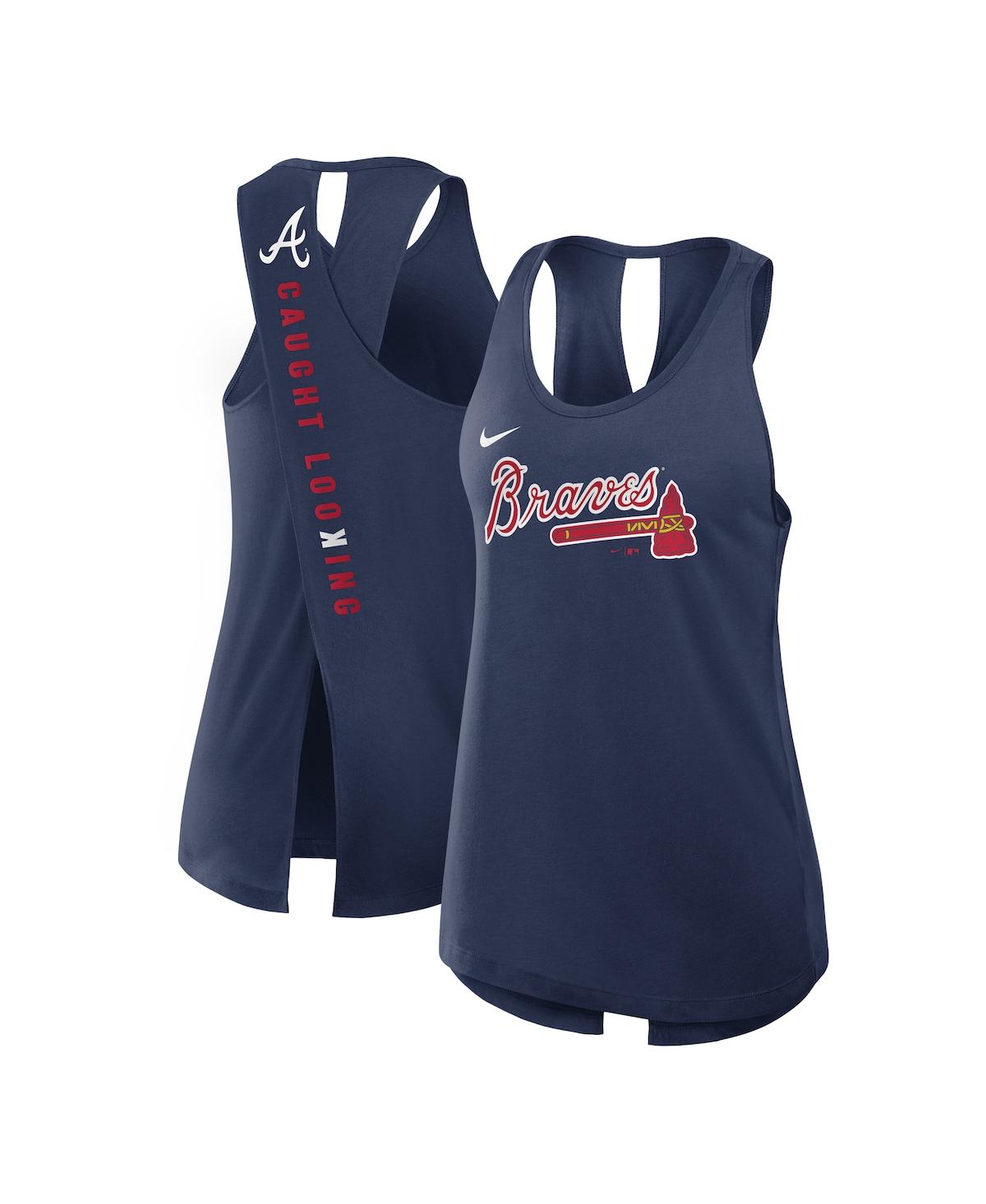 Nike Women's Navy Atlanta Braves Crisscross Performance Tank Top - Navy