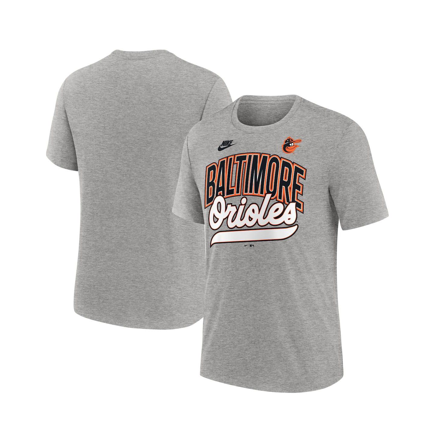 Мужская футболка Nike Heather Gray Baltimore Orioles Cooperstown Collection Retro Tri-Blend — фото 1