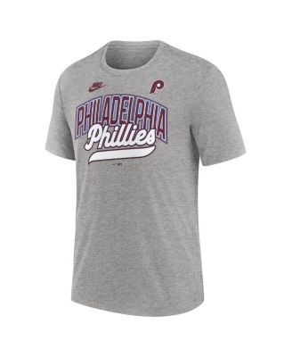 Men's Heather Gray Philadelphia Phillies Cooperstown Collection Retro Tri-Blend T-Shirt
