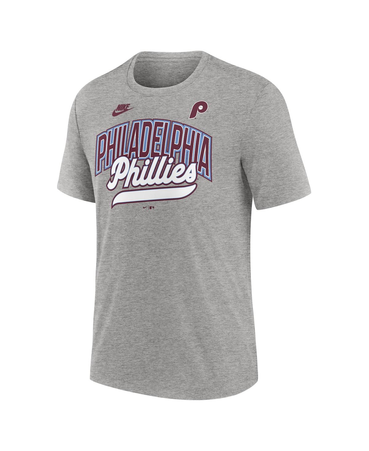 Nike Heather Gray Philadelphia Phillies Cooperstown Collection Retro Tri-blend T-shirt In Gray