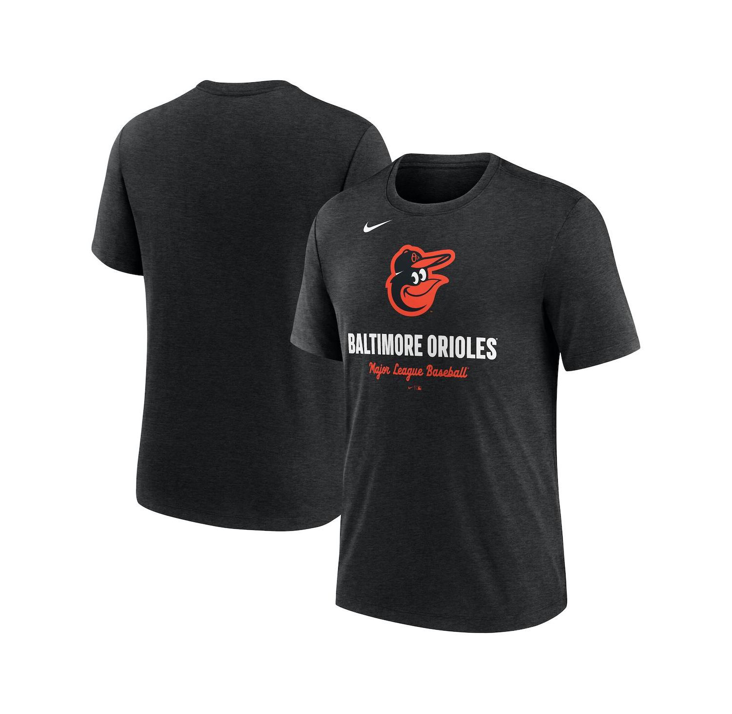 Men's Heather Black Baltimore Orioles Logo Tri-Blend T-Shirt