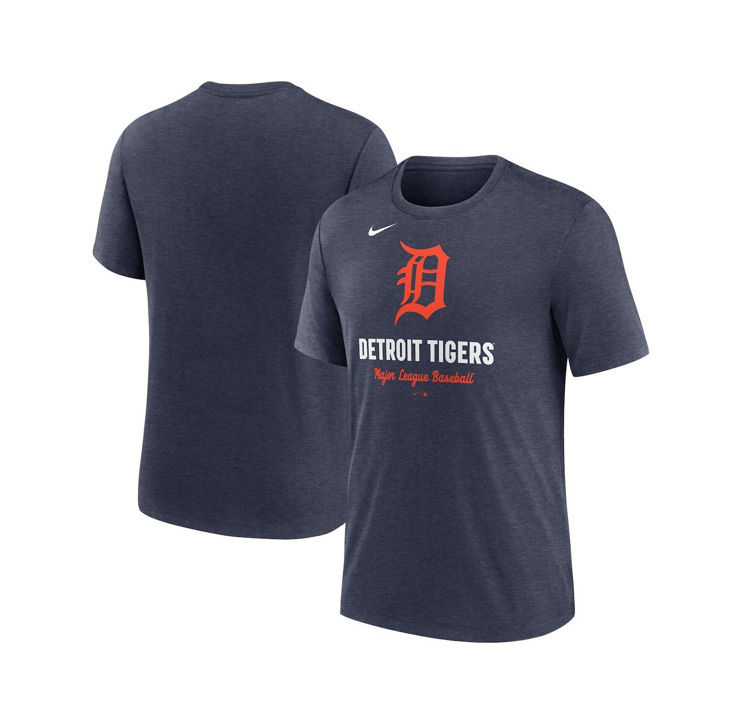 Men's Heather Navy Detroit Tigers Logo Tri-Blend T-Shirt