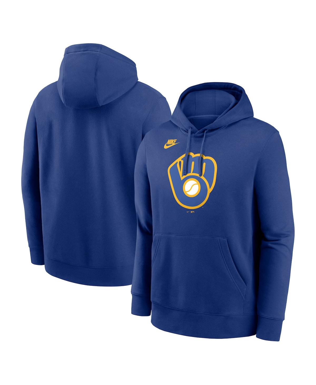 Nike Men's Royal Milwaukee Brewers Cooperstown Collection Logo Club Pullover Hoodie - Royal