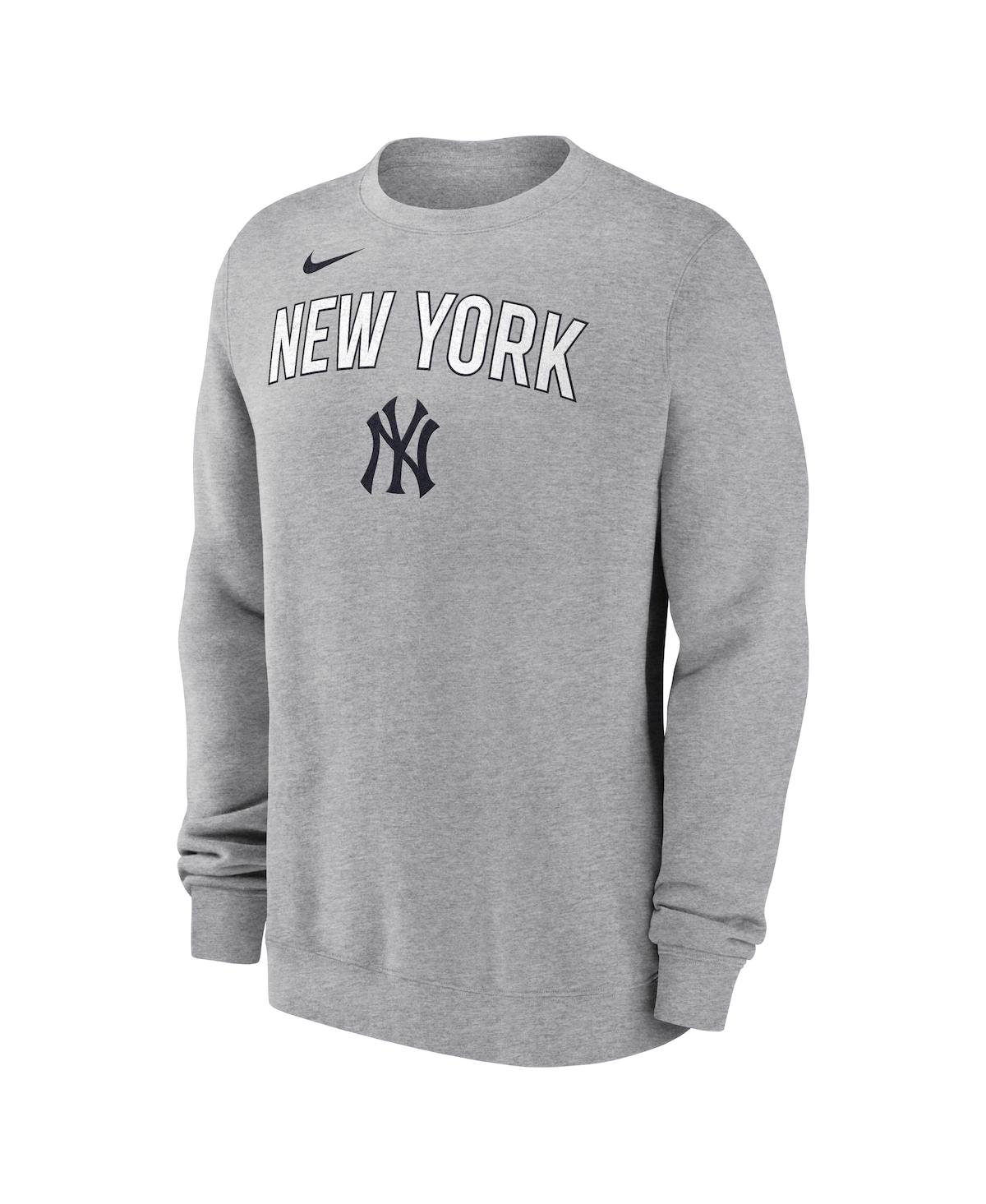 Nike Heather Gray New York Yankees Pullover Sweatshirt In Heather Gray