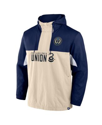 Men's Navy Philadelphia Union Free Kick Woven Quarter-Zip Hoodie Jacket