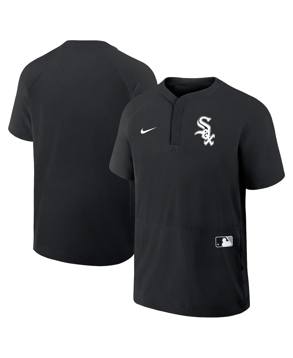 Nike Men's Black Chicago White Sox Authentic Collection Raglan Short Sleeve Windshirt - Black