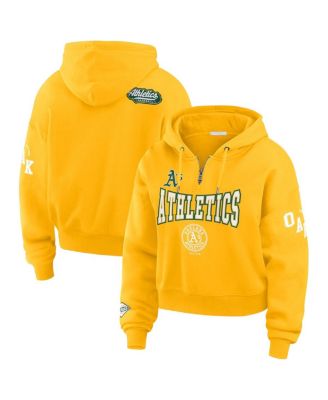 WEAR by Erin Andrews - Women's Gold Oakland Athletics Patch Quarter-Zip Hoodie