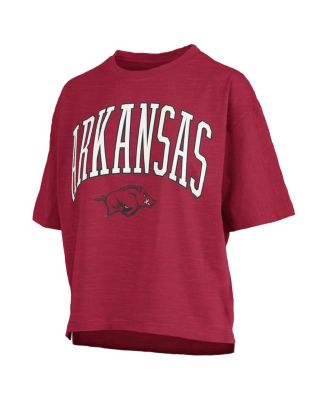 Women's Cardinal Arkansas Razorbacks Nelson Arch Over Logo Waist Length Oversized Slub T-Shirt