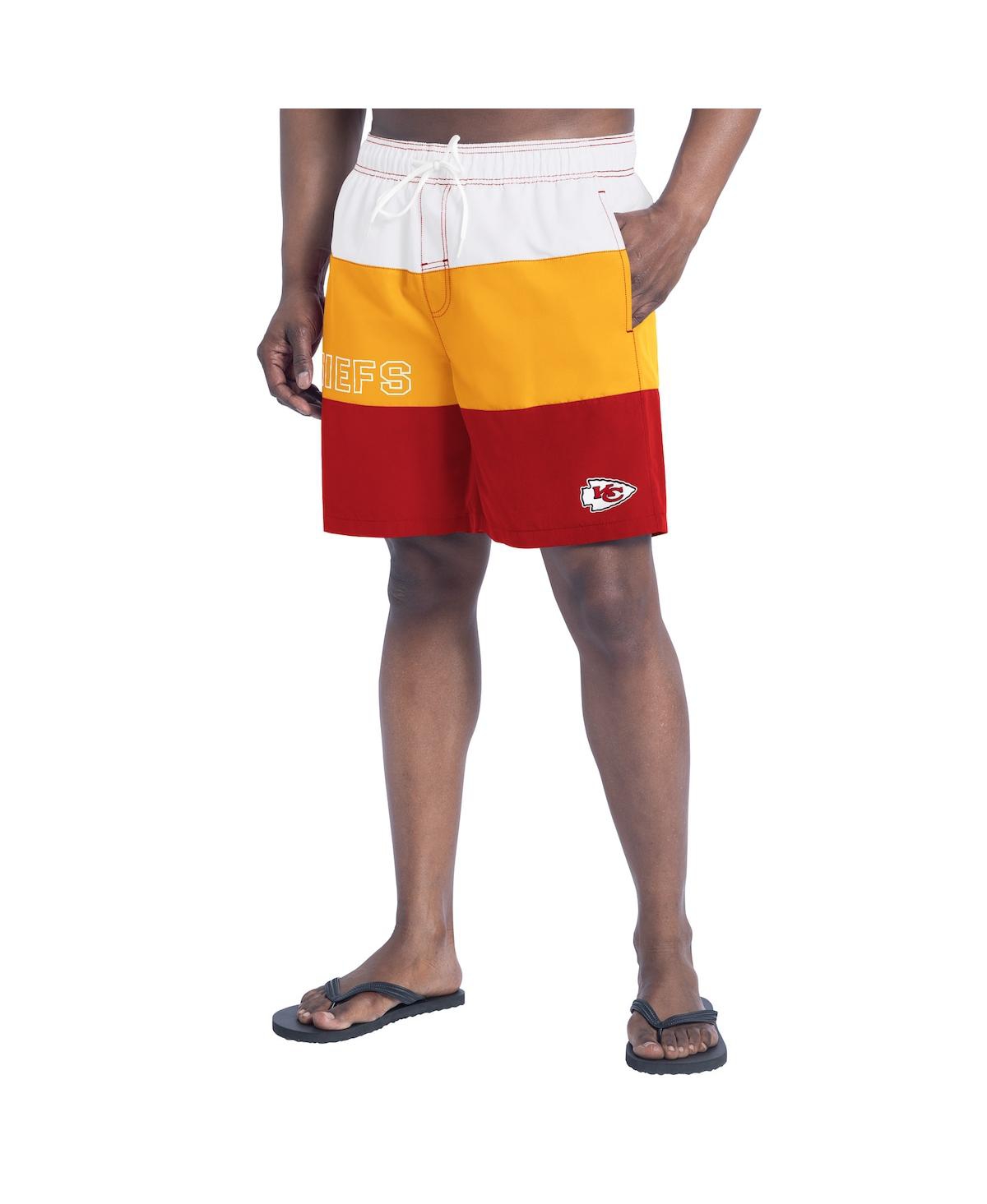 Men's Red/Gold Kansas City Chiefs Sunrise Volley Swim Shorts - Red, Gold