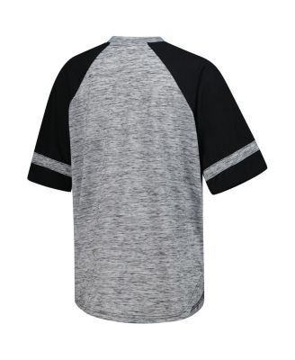 Women's Heather Gray NASCAR Hall of Fame Oversized Raglan V-neck T-Shirt