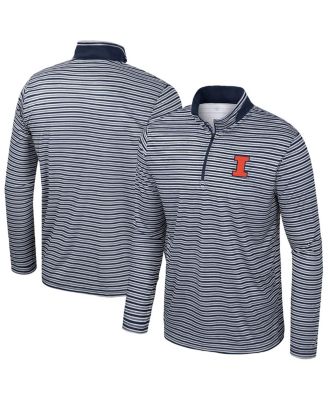 Colosseum - Men's Navy Illinois Fighting Illini Striped Quarter-Zip Top