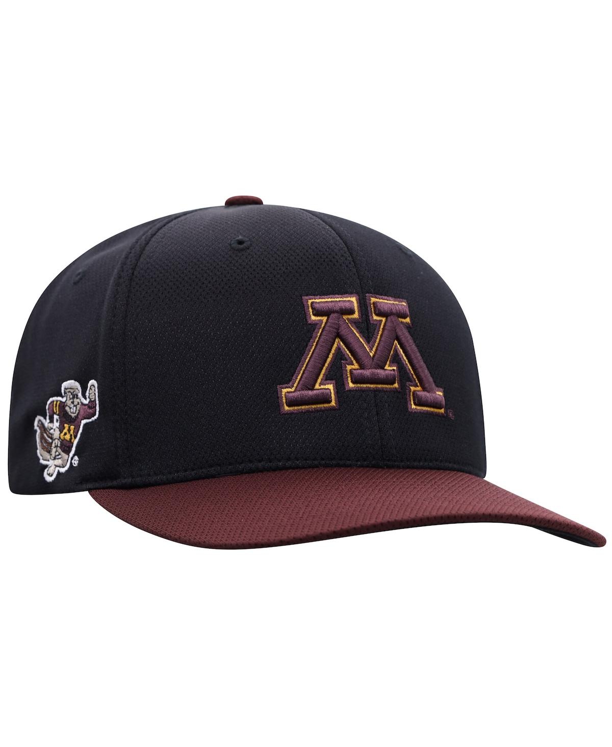 Top Of The World Men's Black Minnesota Golden Gophers Reflex Fitted Hat In Black
