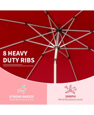 10FT Patio Umbrella, Outdoor Table Umbrella with Push Button Tilt and Crank, Market Sun Umbrella with 8 Sturdy Ribs