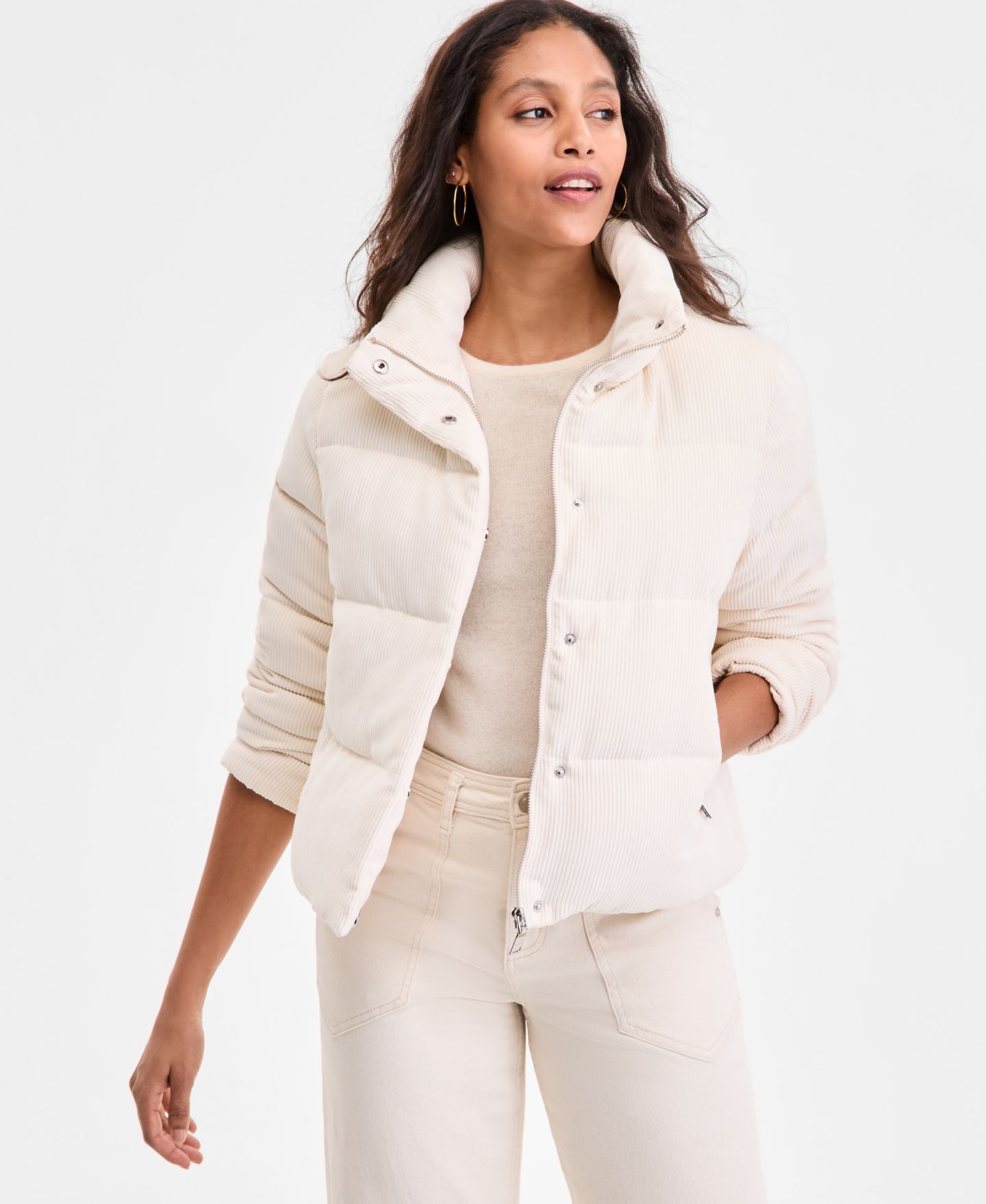 Женская куртка Steve Madden Corduroy Zip-Front Puffer — фото 1