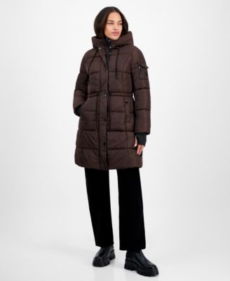 Steve Madden - Juniors' Hooded Puffer Utility Coat