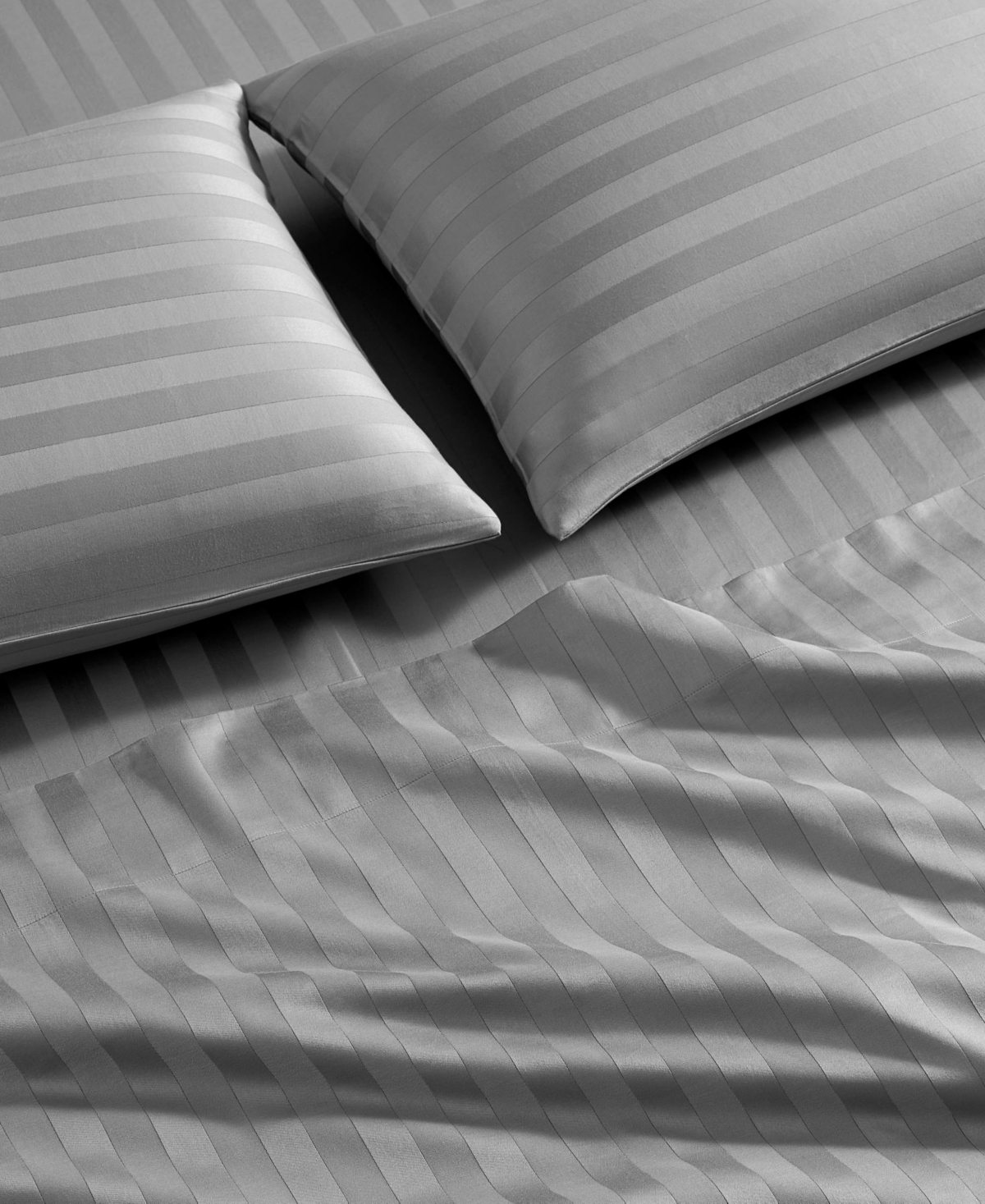 French Connection Damask Stripe 300-thread Count Cotton Sateen 3-pc. Sheet Set, Twin In Gray