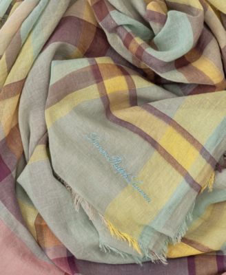 Spring Woven Plaid Square Scarf