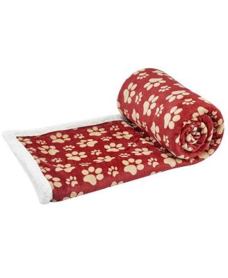 Ultra soft cozy Flannel Paw Print & Sherpa pet Blanket