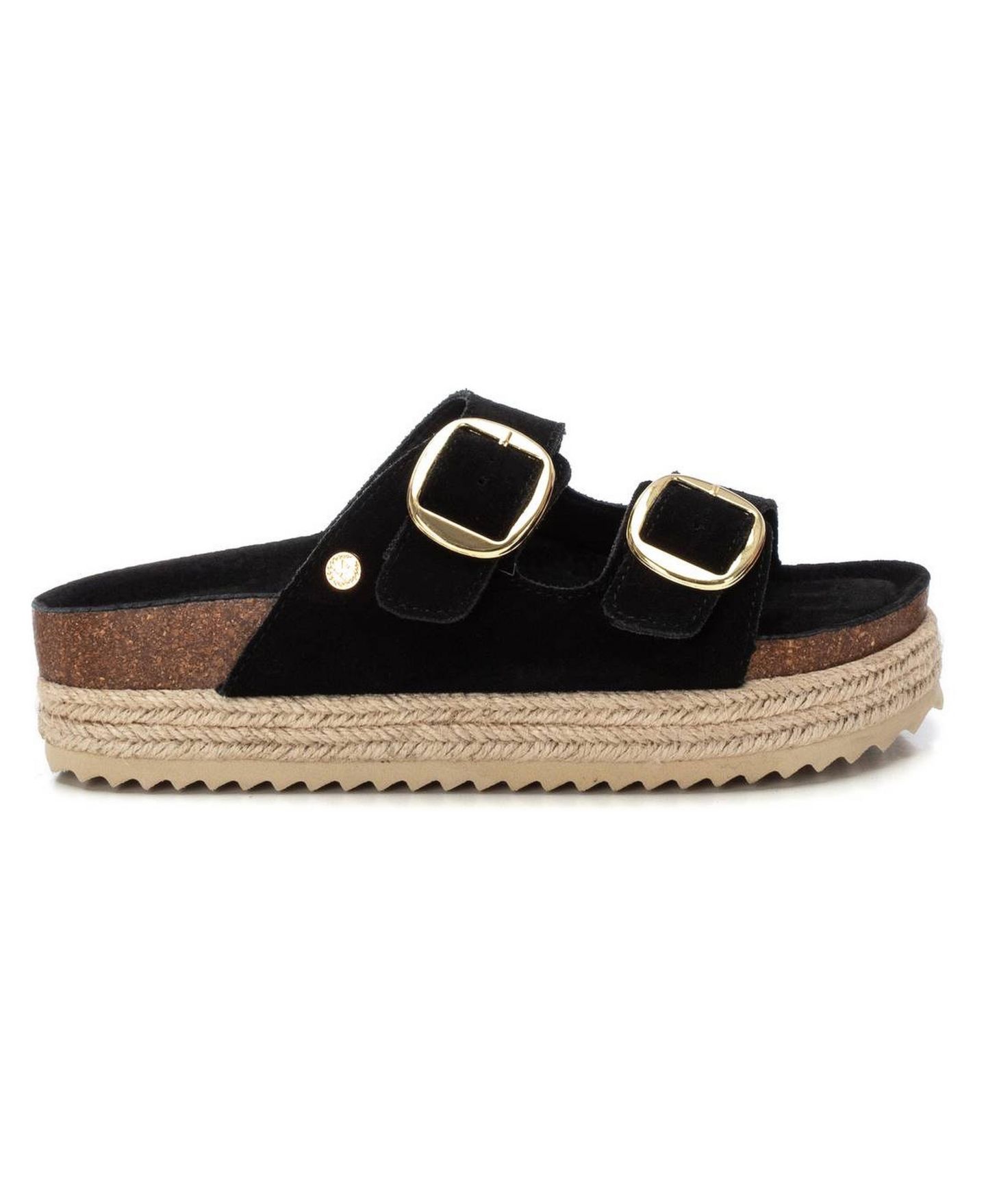 Женские сандалии XTI Cork Footbed Suede, цвет: Чёрный — фото 2