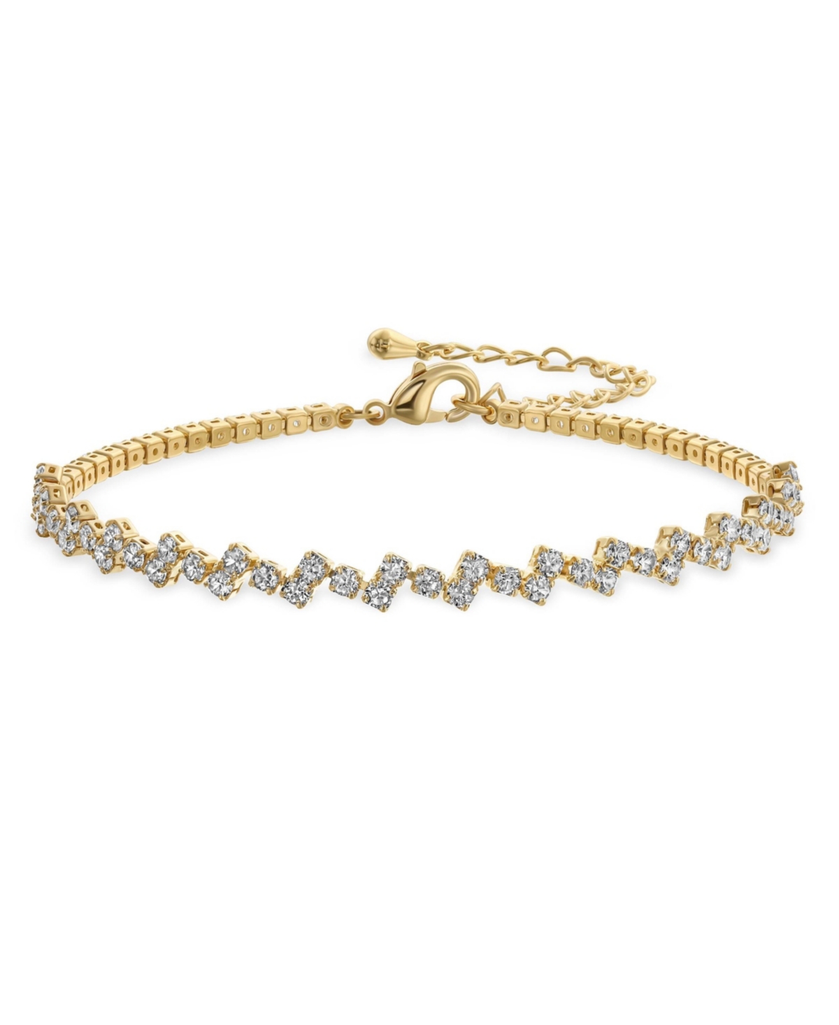Bling Jewelry Thin Minimalist Delicate Cubic Zirconia Zig Zag Cz Bracelet Yellow Gold Plated