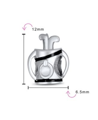 Golf Bag Clubs Charm Bead Sterling Silver for European Bracelet