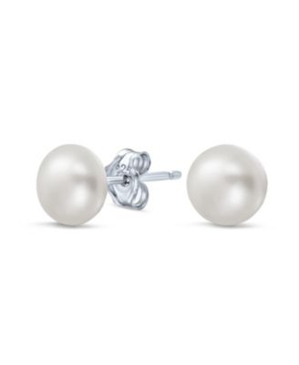 Classic 7MM Natural Stone Bead Ball Stud Earrings .925 Sterling Silver