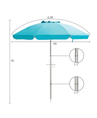 6.5Ft Beach Umbrella w/ Tilt Mechanism Sand Anchor Carrying Bag