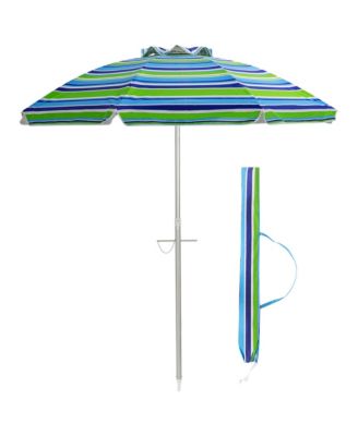 6.5Ft Beach Umbrella w/ Tilt Mechanism Sand Anchor Carrying Bag