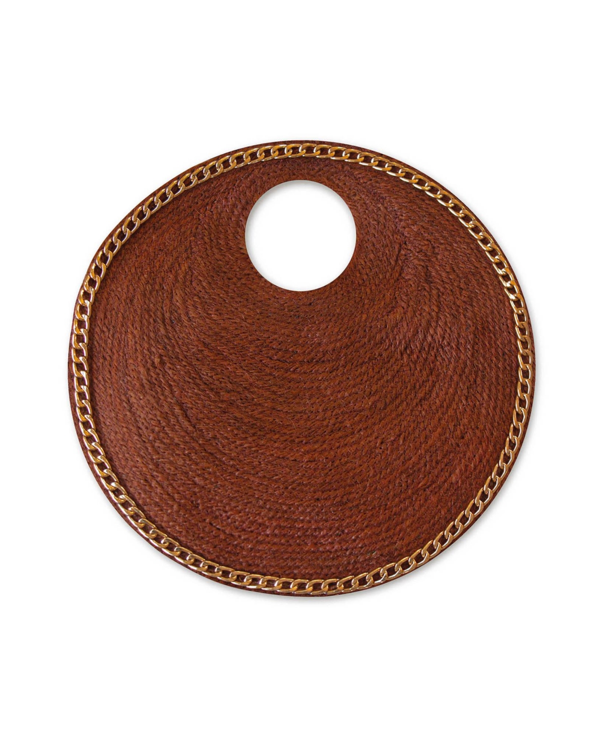 Solo Espresso Mini Jute Bag With Gold Chain - Brown