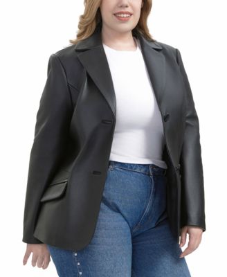 Plus Size Ruth Leather Blazer Jacket