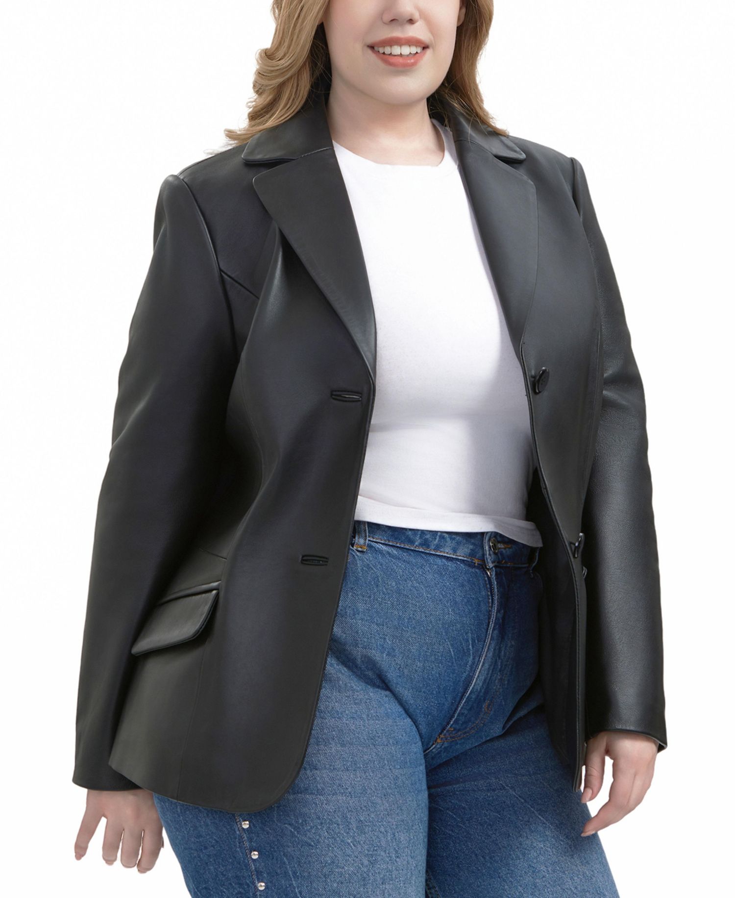 Plus Size Ruth Leather Blazer Jacket