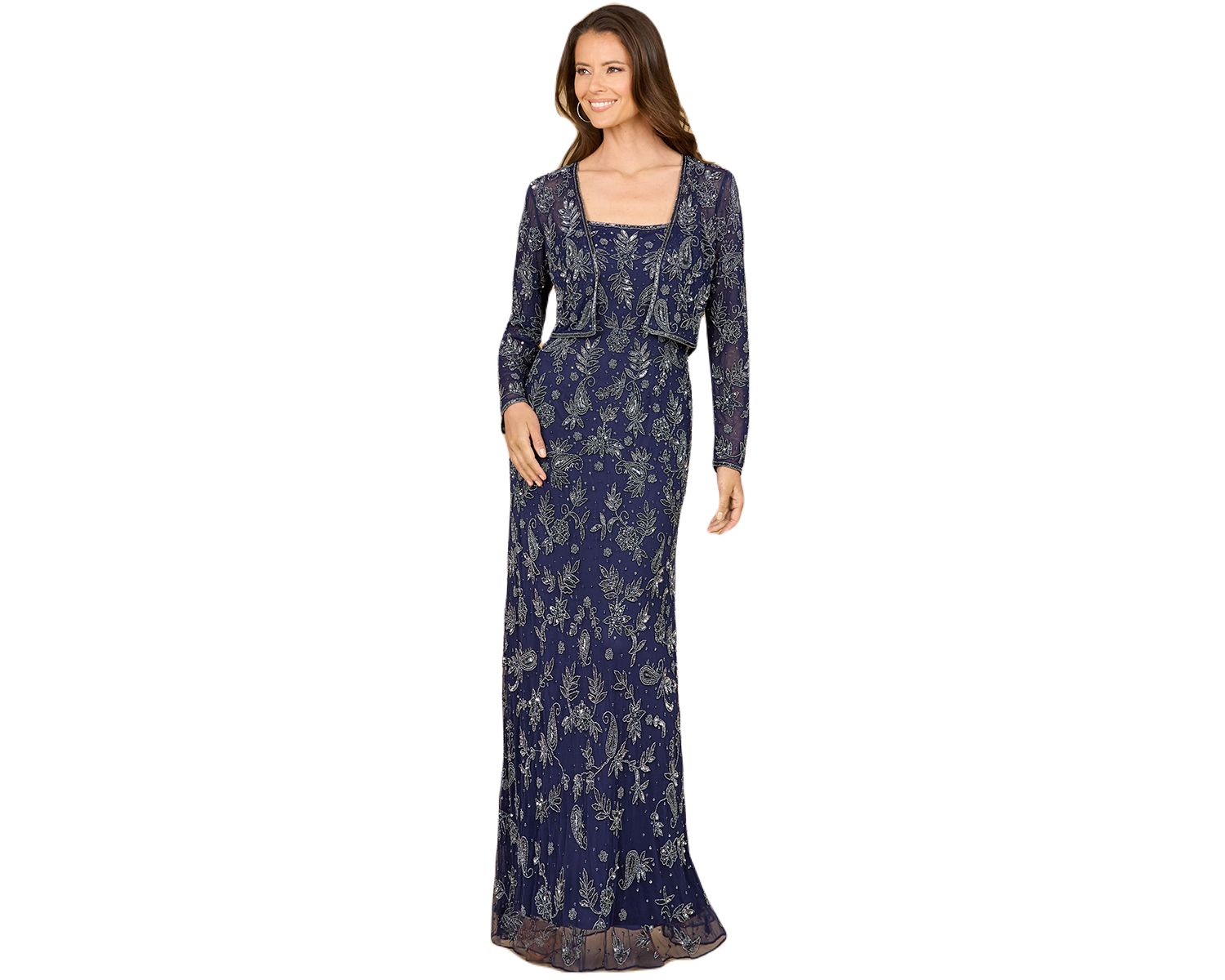 Women's Sheath Gown with Long Sleeve Jacket