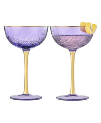 Vintage Art Deco Coupe Glasses, Set of 2