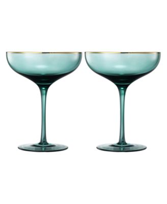 Gilded Rim Coupe Glasses, Set of 2