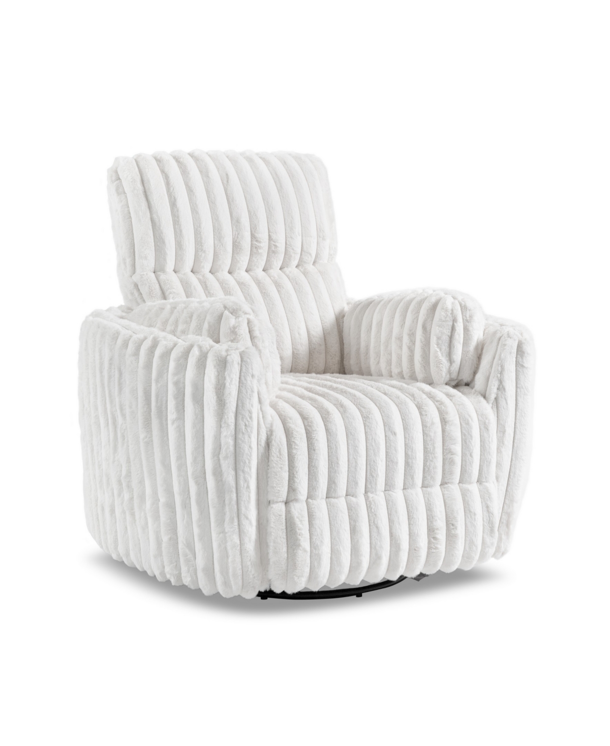 Furniture Of America 41" Jorvien Modern Chenille Power Swivel Glider Recliner With Pillows In White