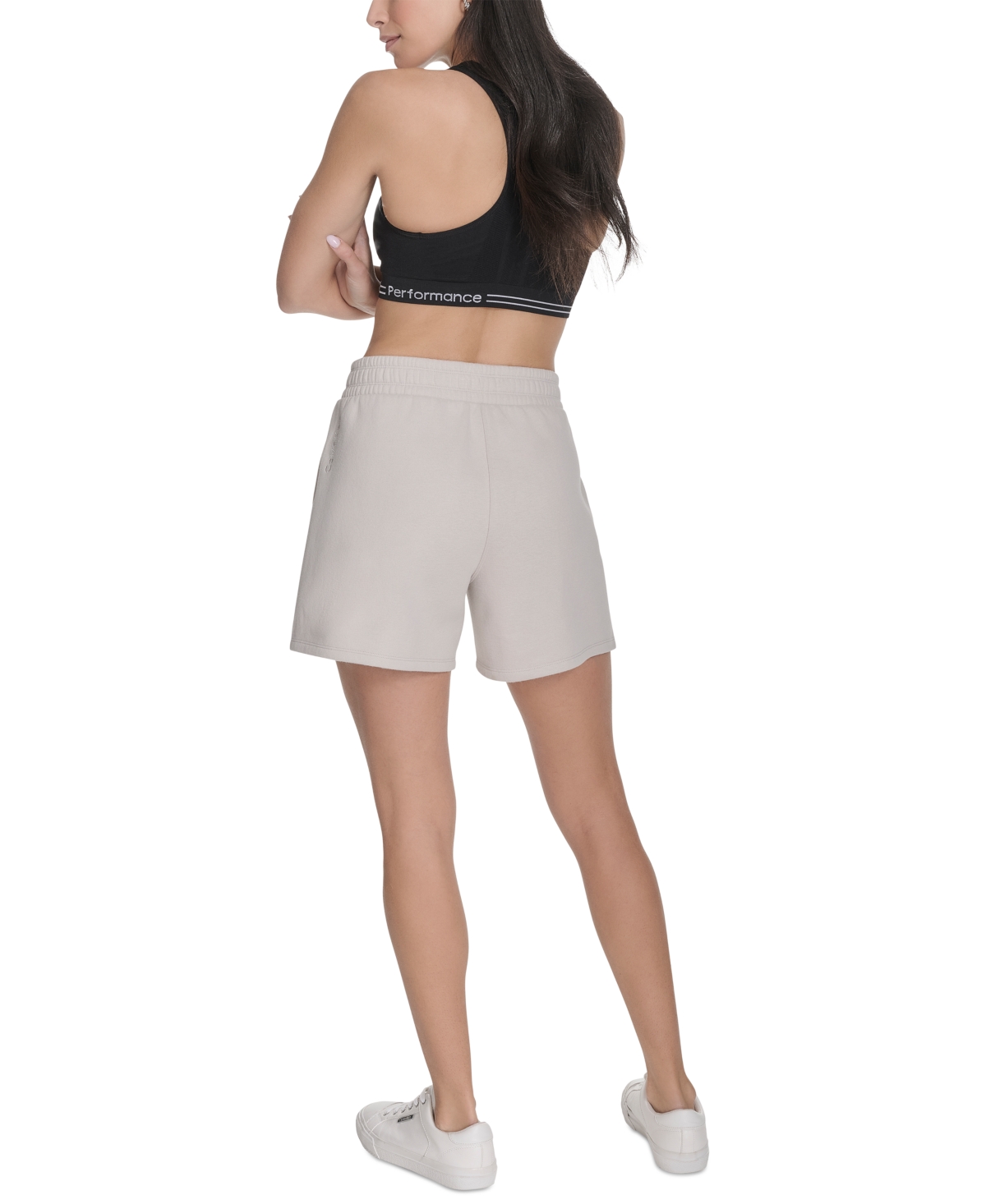 Calvin Klein Women's Smocked Waistband Midi Shorts In Gray