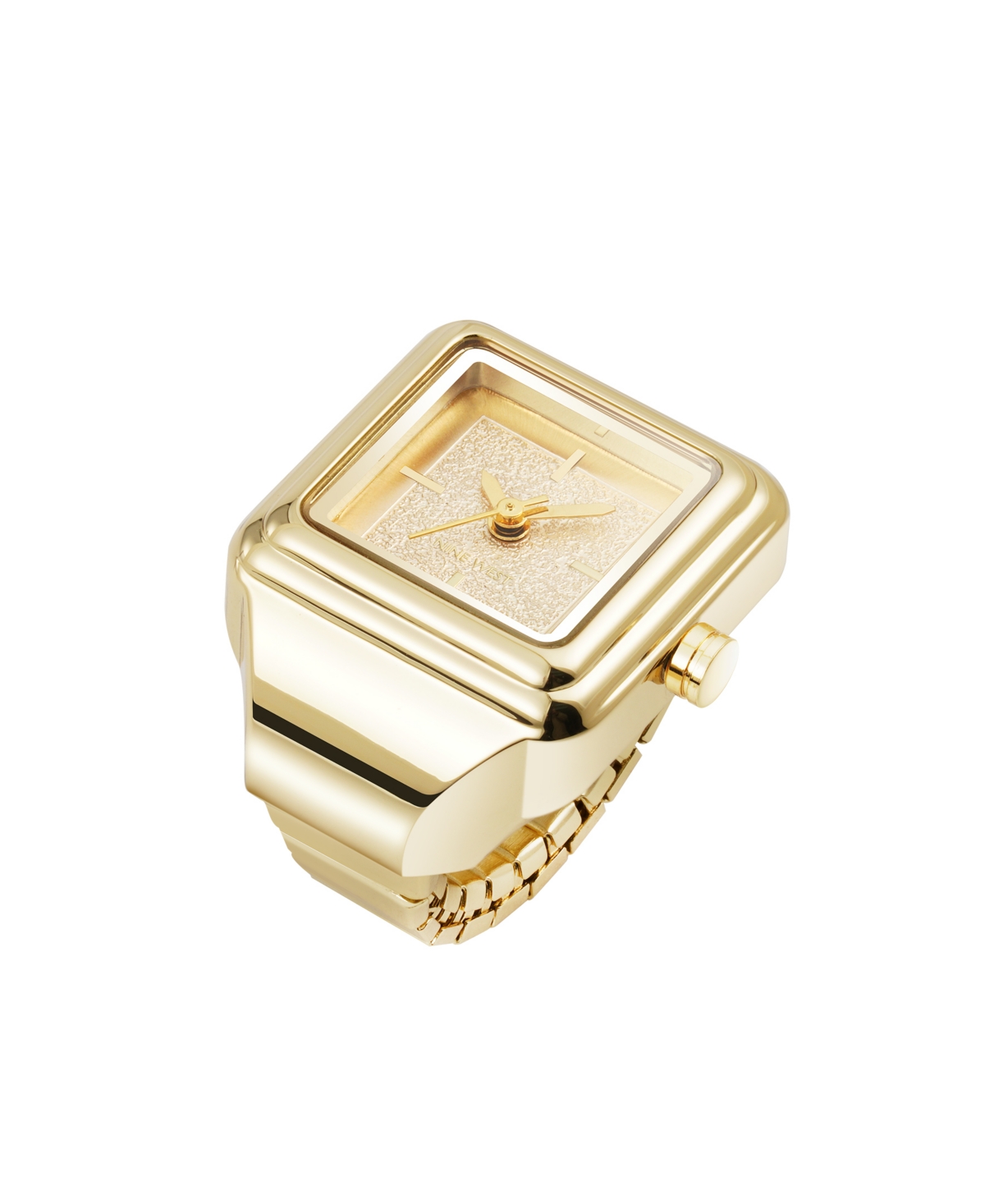 Nine West Women's Quartz Polished Square Gold-tone Metal Alloy Ring Watch, 21mm In Gold-tone