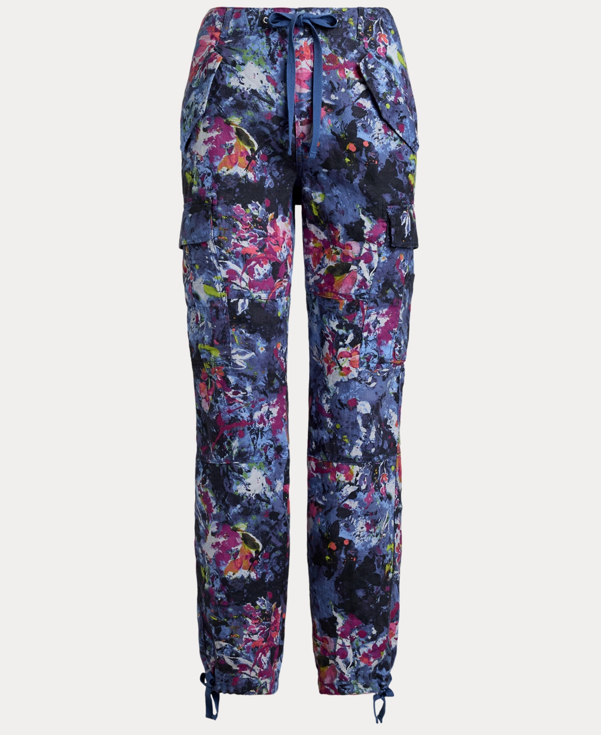 Shop Ralph Lauren Women's Print Linen Cargo Ankle Pants