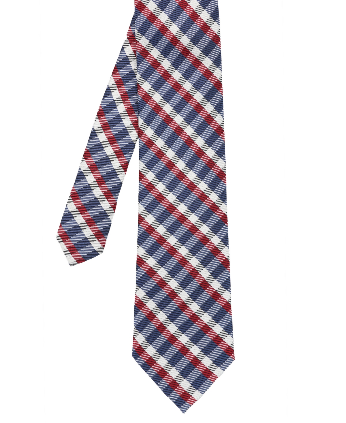 Men's Plaid Silk Tie - Navy