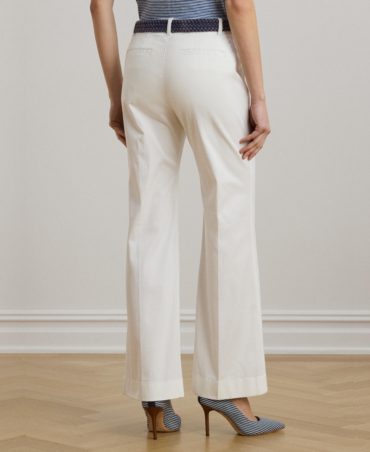 Shop Ralph Lauren Women's Stretch Cotton Chino Flare Pants