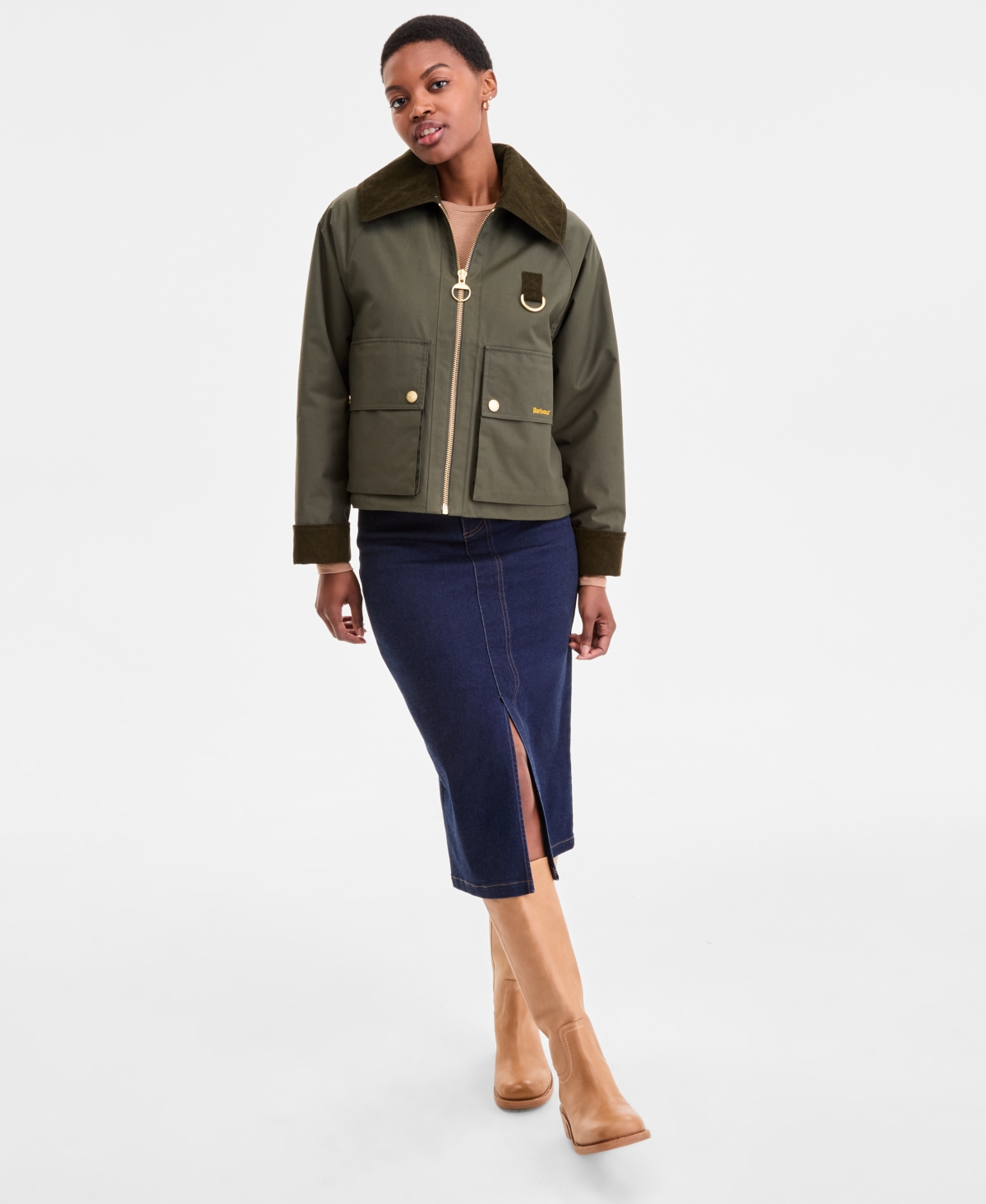Barbour Women's Nora Oversized-collar Utility Jacket In Green