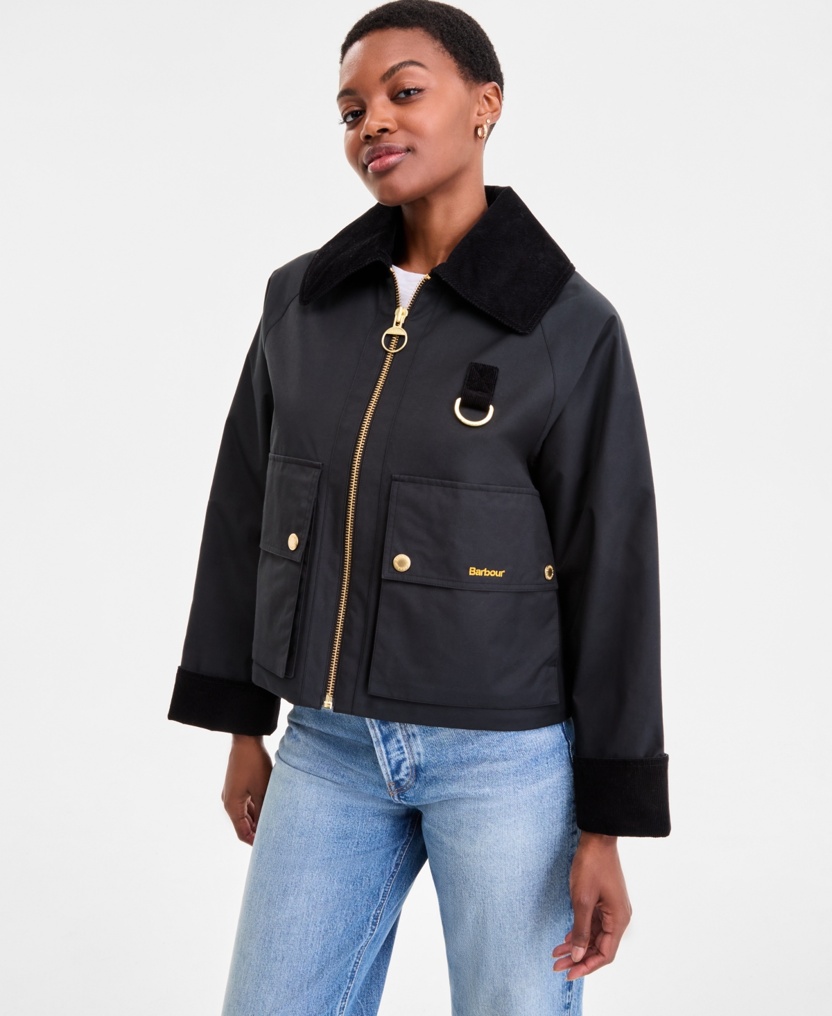 Barbour Women's Nora Oversized-collar Utility Jacket In Black